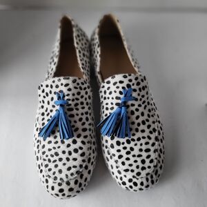 Polka Dot Tassel Loafers - Blue and Black